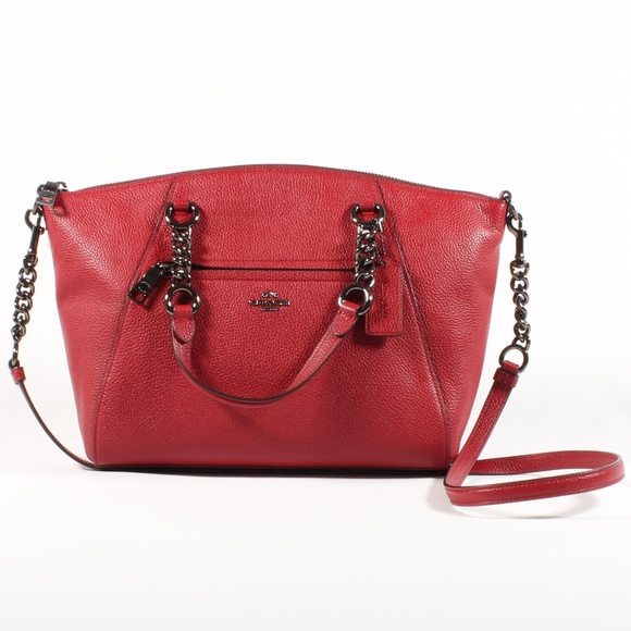 Coach Handbags - Coach Prairie Chain Satchel Handbag Cherry Leather
